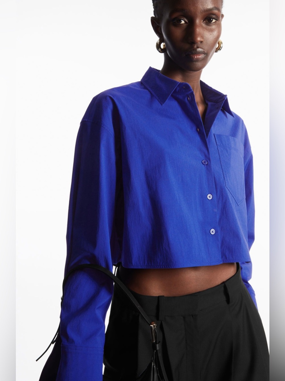COS Cropped Button-Down Shirt in Electric Blue
